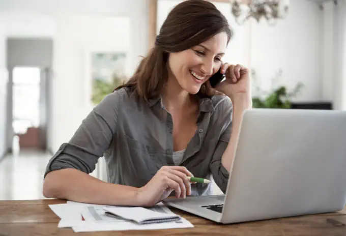Young woman organizing finances online