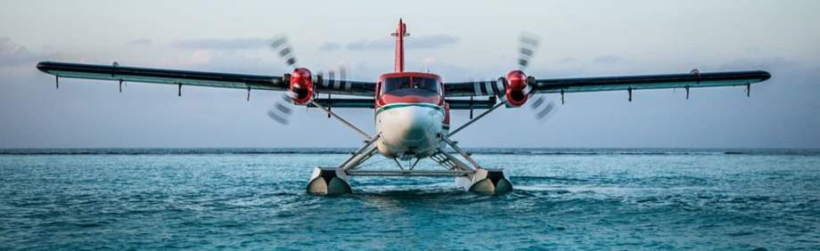 Seaplane in the ocean lagoon.
